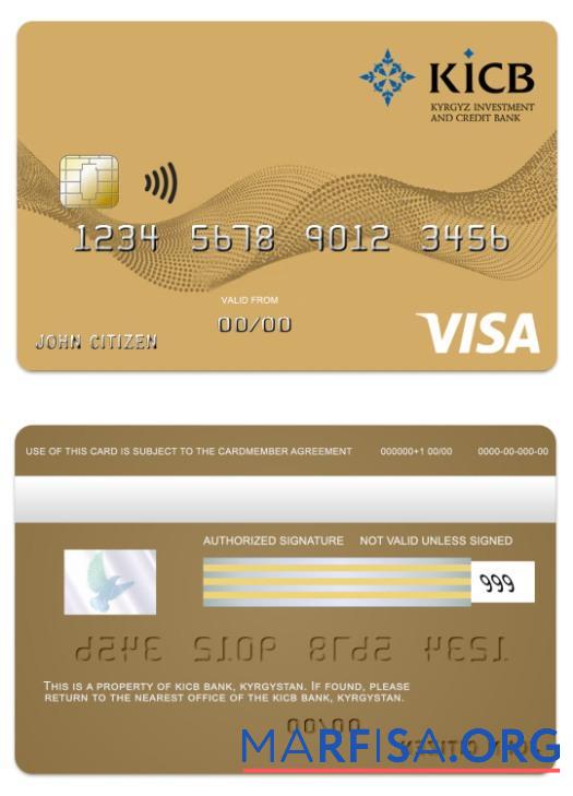 Downloadable Kyrgyzstan KICB Bank visa gold card download for verification